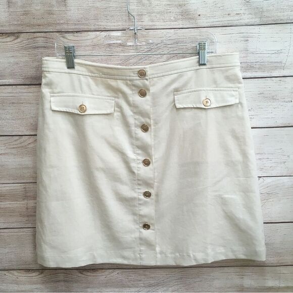 NEW WITH TAGS J CREW LINEN BLEND SKIRT IN CREAM - Picture 2 of 6